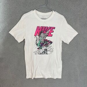 Nike Tee Men's size small White Graphic Print Lizard Surfing T Shirt Top